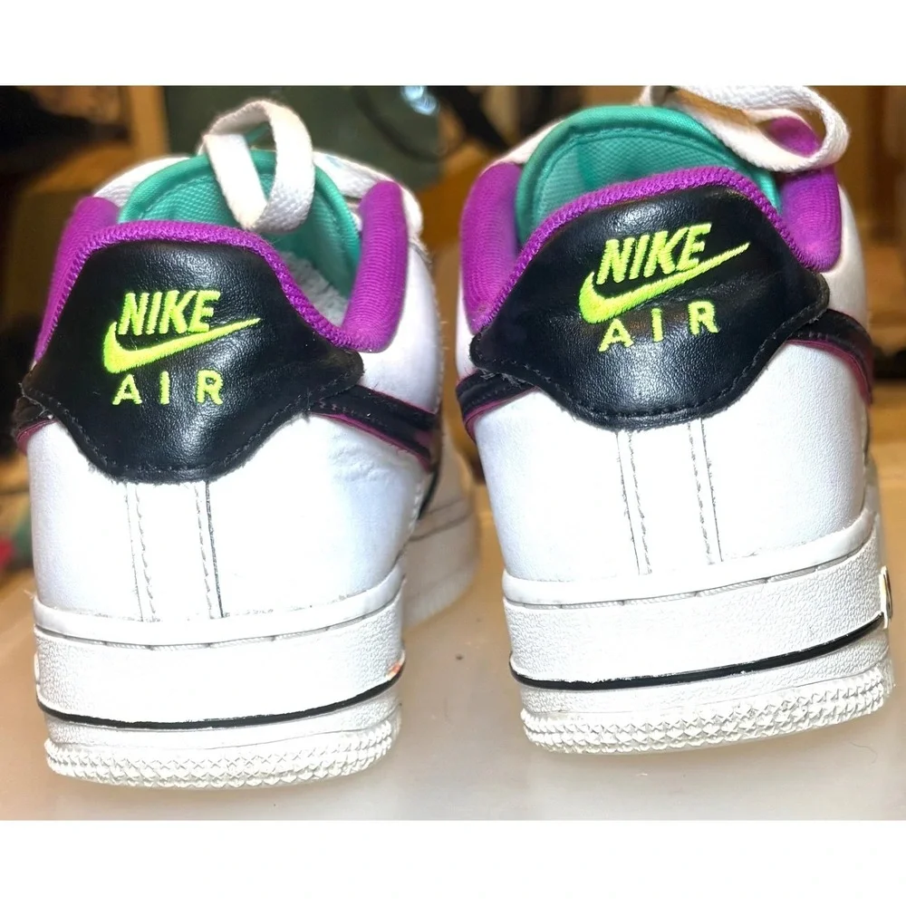 Nike Air Force 1 Low White Purple Teal Just Do It GS Sneakers CW1590-101